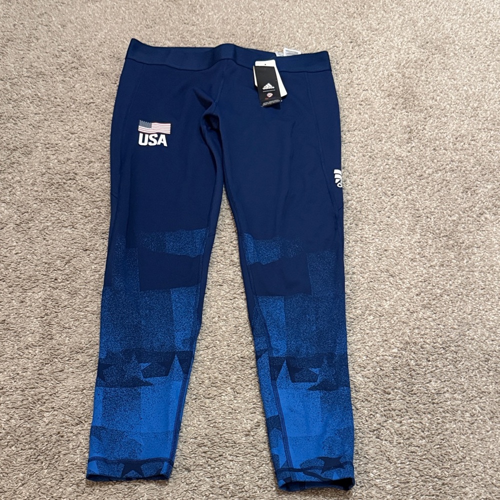 Adidas Team USA Navy and Blue USA Leggings